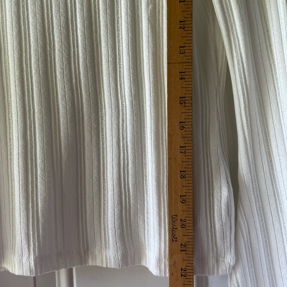 Anthropologie White Long Sleeve Pointelle Boho Cotton Top - Picture 3 of 5